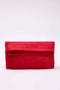 Red Soft Suede Foldover Clutch Bag, Image 1 of 4
