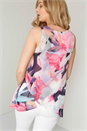 Multi  Floral Asymmetric Chiffon Top, Image 2 of 4