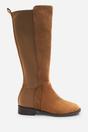 Khaki 'Parker' Knee High Boots With Side Zip, Image 3 of 6