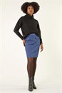 Blue Front Pocket Textured Skirt, Image 3 of 5
