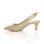 Gold Mid Heel Slingback Pointed Toe Court Shoes, Image 3 of 6