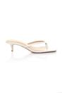 Neutral AJVANI Neutral Low Kitten Heel Toe Post Slip On Square Toe Sandals, Image 2 of 5