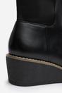 Black 'Livia' Knee High Wedge Boot Stitch Detail, Image 4 of 6