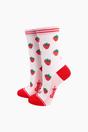 Light Pink Strawberries Bamboo Socks in Light Pink, Image 1 of 4