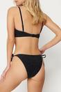 Black WOVCOR Black Glitter Tie Side Regular Waist Bikini Bottom with Adjustable Fit, Image 4 of 4