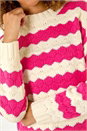 Cerise Wave Colour Block Knit Jumper, Image 5 of 5