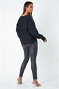Black Sparkle Embellished V-Neck Knit Jumper, Image 3 of 5