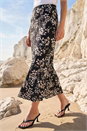Black Dusk Floral Fluted Midi Skirt, Image 1 of 4