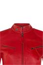 Red Slim-Fit Leather Biker Jacket-Tulsa, Image 6 of 7