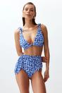 Multi WOVCOR Multi Ethnic Print Tie Side High Waist Bikini Bottom with Wrap Detail, Image 1 of 4