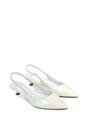 White XY LONDON White 'Jenny'  Pointed Toe Low Kitten Heel Slingback Pumps, Image 3 of 5