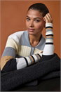 Ivory Stripe Collar Buttoned Knit, Image 1 of 6