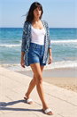 Blue Space Dye Knit Cardigan, Image 3 of 4