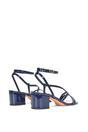 Navy 'Maria' Ankle Strap Low Block Heel Strappy Sandals, Image 4 of 5