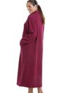 Burgundy Camille Lingerie Burgundy Soft Fleece Floral Button Up Housecoat, Image 3 of 5