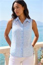 Light Blue Ditsy Floral Sleeveless Blouse, Image 1 of 4