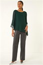 Teal Asymmetric Sequin Cuff Top, Image 2 of 5