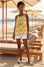 ORANGE Chiffon Lemon Print Cami Top, Image 2 of 4