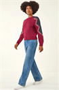 Burgundy Colour Block Soft Knit Jumper, Image 1 of 5