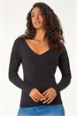 Black Dusk Drop Shoulder V-Neck Knit Jumper, Image 3 of 5