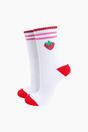 White Strawberry Cotton Sports Socks in White, Image 1 of 4
