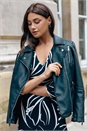 Black Faux Leather Biker Jacket, Image 1 of 6