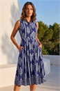 Navy  Petite Shell Print Dress, Image 2 of 5