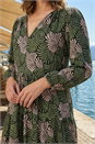 KHAKI Petite Abstract Leaf Tiered Smock Dress, Image 4 of 4