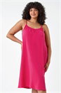 Pink Curve Strappy Cotton Pocket Dress, Image 1 of 5