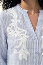 Light Blue  Lace Applique Stripe Shirt, Image 4 of 4