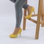 Yellow AJVANI Yellow Mid High Heel Court Shoes, Image 5 of 6