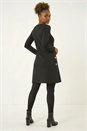 Black Side Button Detail Swing Dress, Image 3 of 5