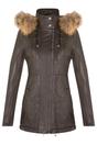 Brown Quilted Leather Parka Jacket-Winton, Image 2 of 6