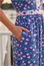 Blue Petite Floral Contrast Stretch Midi Dress , Image 4 of 4