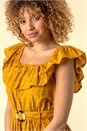 Ochre Broderie Belted Bardot Dress, Image 5 of 5
