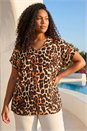 Natural Curve Animal Print Woven Top, Image 1 of 4