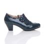 Navy Blue AJVANI Navy Blue Mid Cuban Heel Brogue Button Ankle Boots, Image 2 of 6