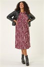 Red Curve Spot Print Stretch Midi Dress, Image 1 of 5