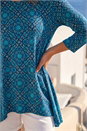Blue Printed Hanky Hem Tunic Top, Image 4 of 4