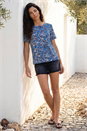 Blue Classic Leaf Print Top, Image 2 of 4