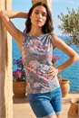 PINK Floral Print Mesh Stretch Top, Image 1 of 4
