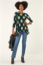 Teal Jacquard Stretch Tunic Top, Image 2 of 5