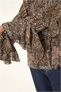 Beige Animal Print Tie Front Flared Top, Image 5 of 5
