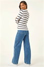 White Stripe Cable Split Detail Rib Jumper, Image 3 of 5