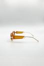 Orange Oval Metal Detail Sunglasses, Image 4 of 5