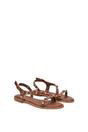 Brown XY LONDON Brown Flat Slingback Sandals With Studded Pearls, Image 3 of 6