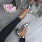 Silver AJVANI Silver Mid Block Heel Ankle Strap 2 Part Heels, Image 5 of 6