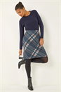 Navy  Check Print Brushed Skirt, Image 2 of 5