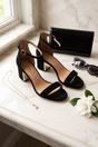 Black iKrush Black Zara Womens Ankle Strap Block Heel Sandals, Image 5 of 8