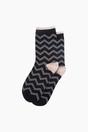 Black Zig-Zag Combed Cotton Glitter Socks, Image 3 of 4